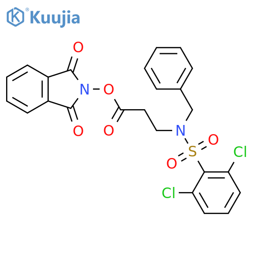 1,3-dioxo-2,3-dihydro-1H-isoindol-2-yl 3-(N-benzyl2,6-dichlorobenzenesulfonamido)propanoate structure