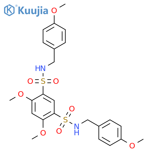 4,6-dimethoxy-N1,N3-bis[(4-methoxyphenyl)methyl]benzene-1,3-disulfonamide structure