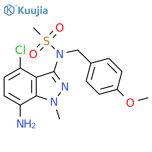 N-(7-Amino-4-chloro-1-methyl-1H-indazol-3-yl)-N-(4-methoxybenzyl)methanesulfonamide structure
