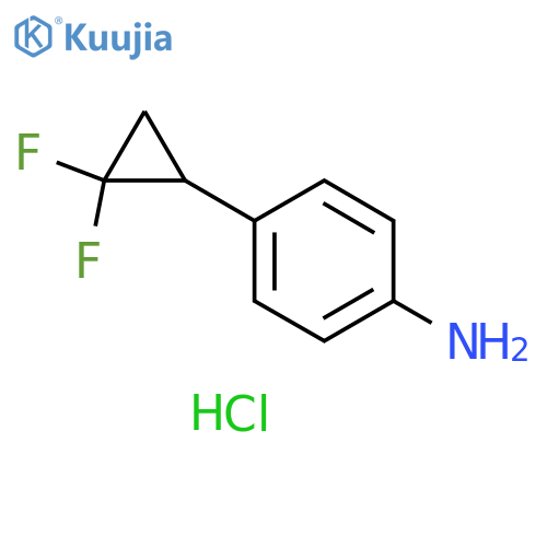 Benzenamine, 4-(2,2-difluorocyclopropyl)-, hydrochloride (1:1) structure