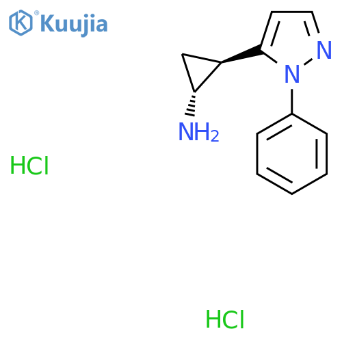 (1R,2R)-2-(2-Phenylpyrazol-3-yl)cyclopropan-1-amine;dihydrochloride structure