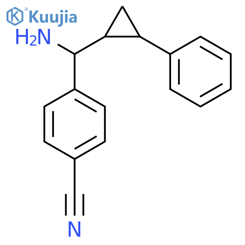 4-[Amino(2-phenylcyclopropyl)methyl]benzonitrile structure