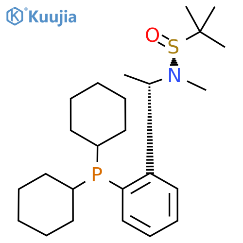 [S(R)]-N-[(1S)-1-[2-(Dicyclohexylphosphino)phenyl]ethyl]-N,2-dimethyl-2-propanesulfinamide structure
