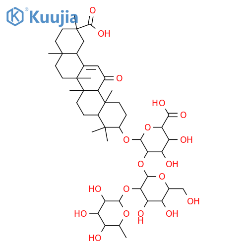 3-Hydroxy-11-oxo-12-oleanen-30-oic acid; (3β,18β)-form, 3-O-[α-L-Rhamnopyranosyl-(1→2)-β-D-glucopyranosyl-(1→2)-β-D-glucuronopyranoside] structure