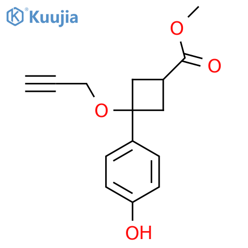 Methyl 3-(4-hydroxyphenyl)-3-prop-2-ynoxycyclobutane-1-carboxylate structure