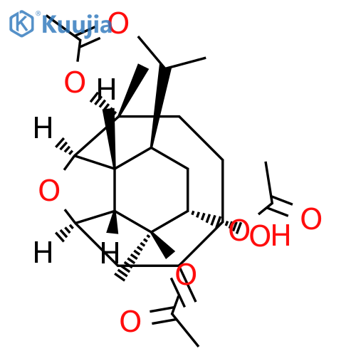 5,12-Epoxybenzocyclodecene-1,2,6,9-tetrol,tetradecahydro-1,6-dimethyl-10-methylene-4-(1-methylethyl)-, 1,2,6-triacetate,(1S,2S,4R,4aR,5R,6R,9S,12R,12aS)- structure