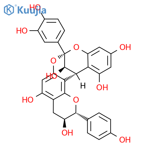 8,14-Methano-2H,14H-[1,3]benzodioxocino[4,5-h]-1-benzopyran-3,5,11,13,15-pentol, 8-(3,4-dihydroxyphenyl)-3,4-dihydro-2-(4-hydroxyphenyl)-, (2R,3S,8S,14R,15R)- structure