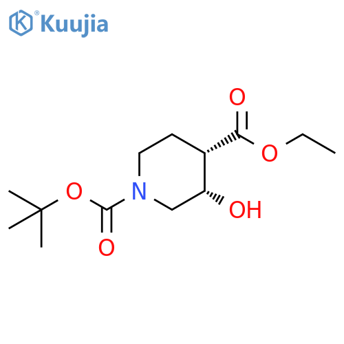 O1-tert-butyl O4-ethyl (3S,4S)-3-hydroxypiperidine-1,4-dicarboxylate structure