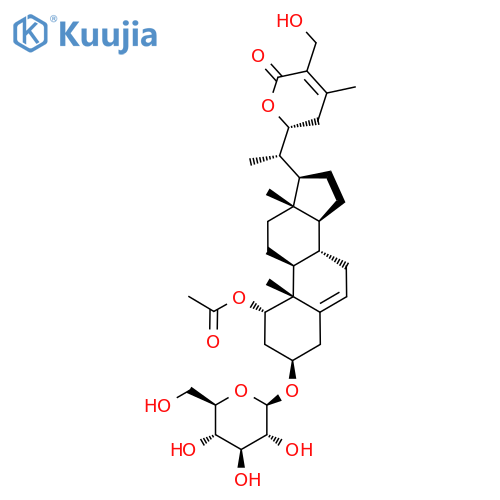 Ergosta-5,24-dien-26-oic acid, 1-(acetyloxy)-3-(β-D-glucopyranosyloxy)-22,27-dihydroxy-, δ-lactone, (1α,3β,22R)- (9CI) structure