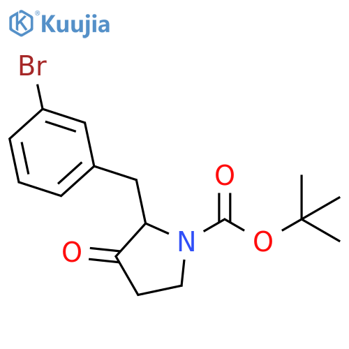 tert-butyl 2-[(3-bromophenyl)methyl]-3-oxo-pyrrolidine-1-carboxylate structure