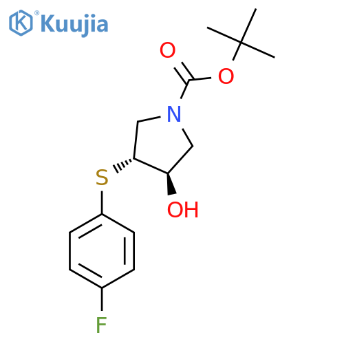 Tert-butyl (3R,4R)-3-[(4-fluorophenyl)sulfanyl]-4-hydroxypyrrolidine-1-carboxylate structure