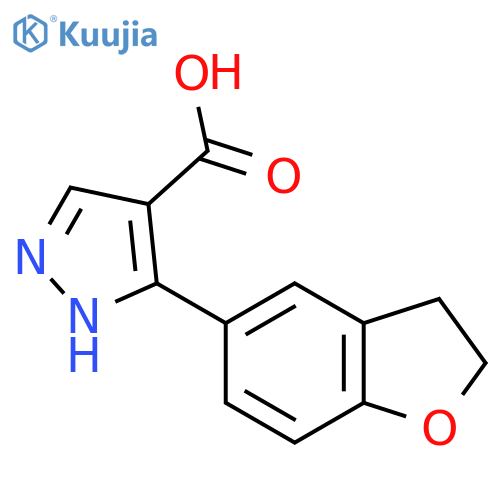 5-(2,3-dihydro-1-benzofuran-5-yl)-1H-pyrazole-4-carboxylic acid structure