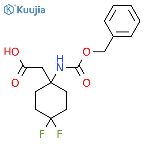 2-(1-{(benzyloxy)carbonylamino}-4,4-difluorocyclohexyl)acetic acid structure
