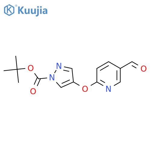 Tert-Butyl 4-((5-formylpyridin-2-yl)oxy)-1H-pyrazole-1-carboxylate structure