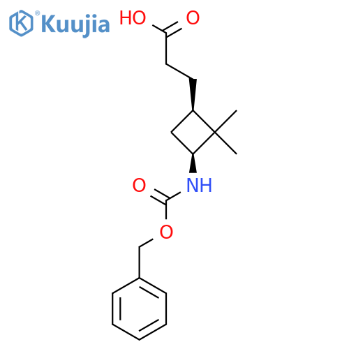 3-[(1R,3S)-2,2-Dimethyl-3-(phenylmethoxycarbonylamino)cyclobutyl]propanoic acid structure
