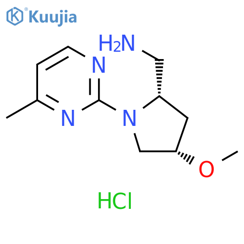 2-Pyrrolidinemethanamine, 4-methoxy-1-(4-methyl-2-pyrimidinyl)-, hydrochloride (1:2), (2S,4S)- structure