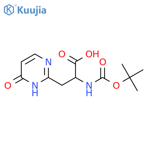 2-[(2-Methylpropan-2-yl)oxycarbonylamino]-3-(6-oxo-1H-pyrimidin-2-yl)propanoic acid structure