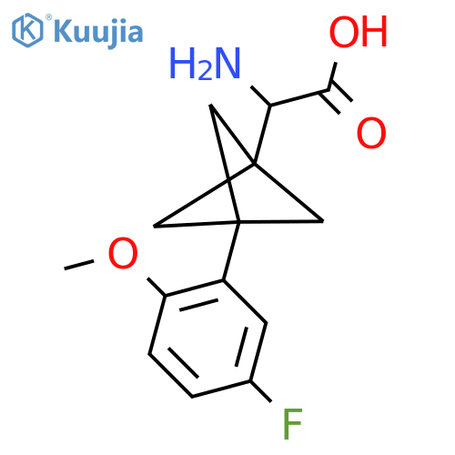 2-Amino-2-[3-(5-fluoro-2-methoxyphenyl)-1-bicyclo[1.1.1]pentanyl]acetic acid structure