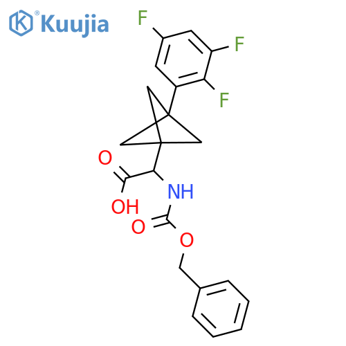 2-(Phenylmethoxycarbonylamino)-2-[3-(2,3,5-trifluorophenyl)-1-bicyclo[1.1.1]pentanyl]acetic acid structure