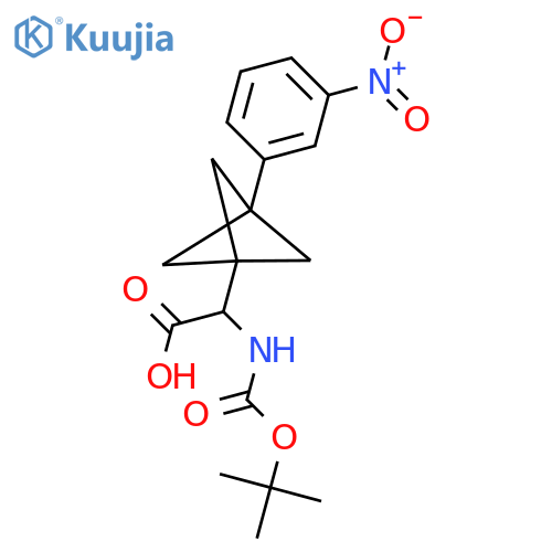 2-[(2-Methylpropan-2-yl)oxycarbonylamino]-2-[3-(3-nitrophenyl)-1-bicyclo[1.1.1]pentanyl]acetic acid structure