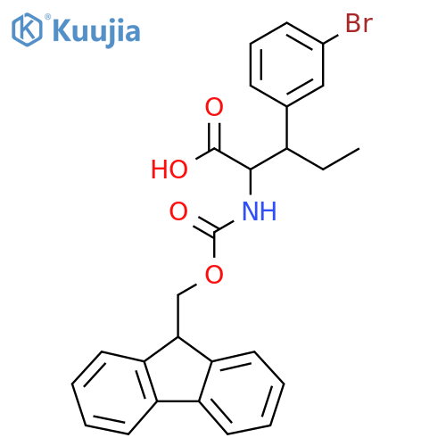 3-(3-bromophenyl)-2-({[(9H-fluoren-9-yl)methoxy]carbonyl}amino)pentanoic acid structure