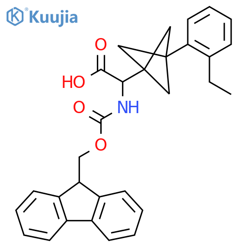 2-[3-(2-Ethylphenyl)-1-bicyclo[1.1.1]pentanyl]-2-(9H-fluoren-9-ylmethoxycarbonylamino)acetic acid structure