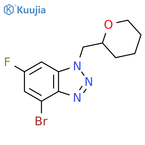 4-bromo-6-fluoro-1-[(oxan-2-yl)methyl]-1H-1,2,3-benzotriazole structure