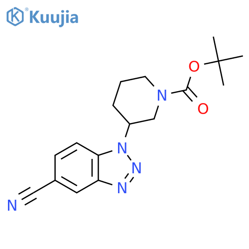 tert-butyl 3-(5-cyano-1H-1,2,3-benzotriazol-1-yl)piperidine-1-carboxylate structure