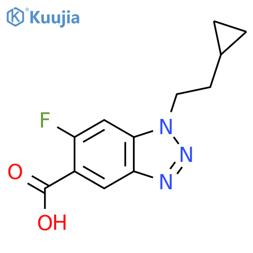 1-(2-cyclopropylethyl)-6-fluoro-1H-1,2,3-benzotriazole-5-carboxylic acid structure