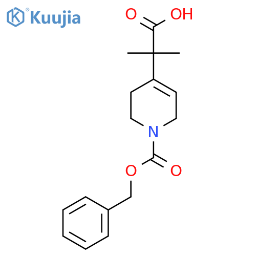 2-Methyl-2-(1-phenylmethoxycarbonyl-3,6-dihydro-2H-pyridin-4-yl)propanoic acid structure