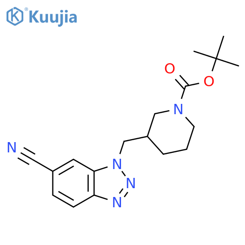 tert-butyl 3-[(6-cyano-1H-1,2,3-benzotriazol-1-yl)methyl]piperidine-1-carboxylate structure