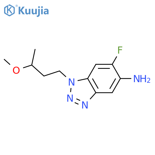 6-fluoro-1-(3-methoxybutyl)-1H-1,2,3-benzotriazol-5-amine structure