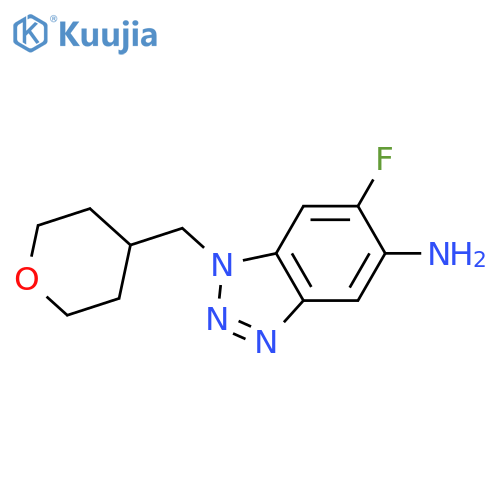 6-fluoro-1-[(oxan-4-yl)methyl]-1H-1,2,3-benzotriazol-5-amine structure