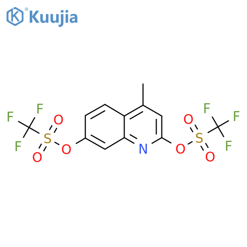 4-Methyl-7-(trifluoromethanesulfonyloxy)quinolin-2-yl trifluoromethanesulfonate structure