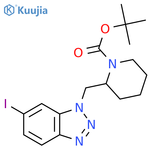 tert-butyl 2-[(6-iodo-1H-1,2,3-benzotriazol-1-yl)methyl]piperidine-1-carboxylate structure