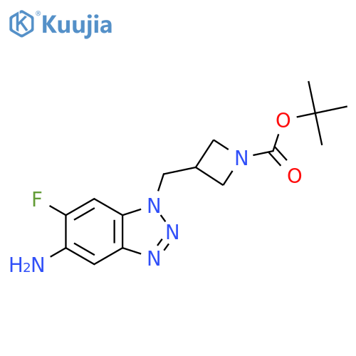 tert-butyl 3-[(5-amino-6-fluoro-1H-1,2,3-benzotriazol-1-yl)methyl]azetidine-1-carboxylate structure
