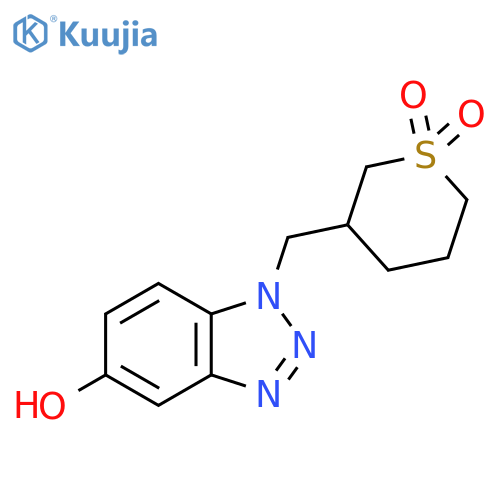 3-[(5-hydroxy-1H-1,2,3-benzotriazol-1-yl)methyl]-1lambda6-thiane-1,1-dione structure
