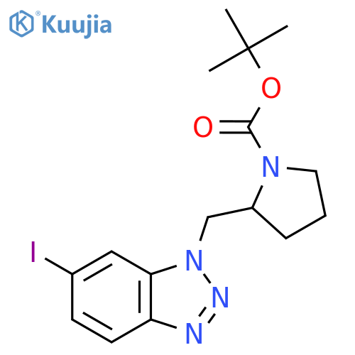 tert-butyl 2-[(6-iodo-1H-1,2,3-benzotriazol-1-yl)methyl]pyrrolidine-1-carboxylate structure