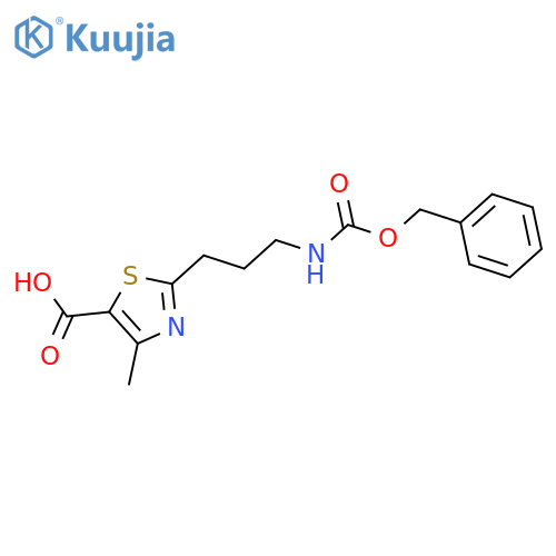 4-Methyl-2-[3-(phenylmethoxycarbonylamino)propyl]-1,3-thiazole-5-carboxylic acid structure