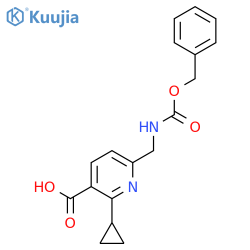 2-Cyclopropyl-6-(phenylmethoxycarbonylaminomethyl)pyridine-3-carboxylic acid structure