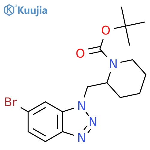 tert-butyl 2-[(6-bromo-1H-1,2,3-benzotriazol-1-yl)methyl]piperidine-1-carboxylate structure