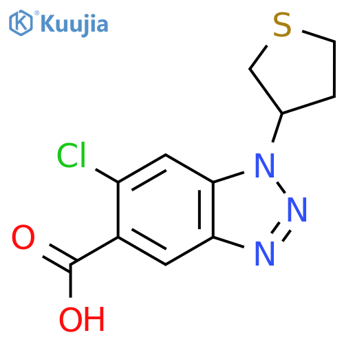 6-chloro-1-(thiolan-3-yl)-1H-1,2,3-benzotriazole-5-carboxylic acid structure