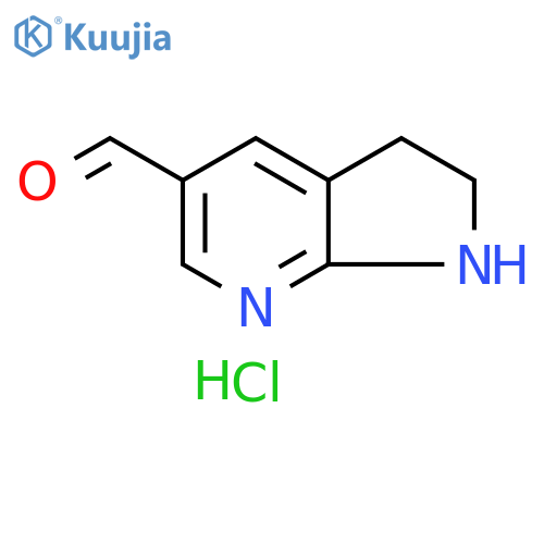 1H-Pyrrolo[2,3-b]pyridine-5-carboxaldehyde, 2,3-dihydro-, hydrochloride (1:1) structure