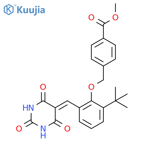 methyl 4-({2-tert-butyl-6-(2,4,6-trioxo-1,3-diazinan-5-ylidene)methylphenoxy}methyl)benzoate structure