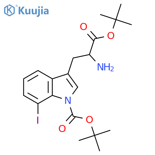Tert-butyl 3-[2-amino-3-[(2-methylpropan-2-yl)oxy]-3-oxopropyl]-7-iodoindole-1-carboxylate structure