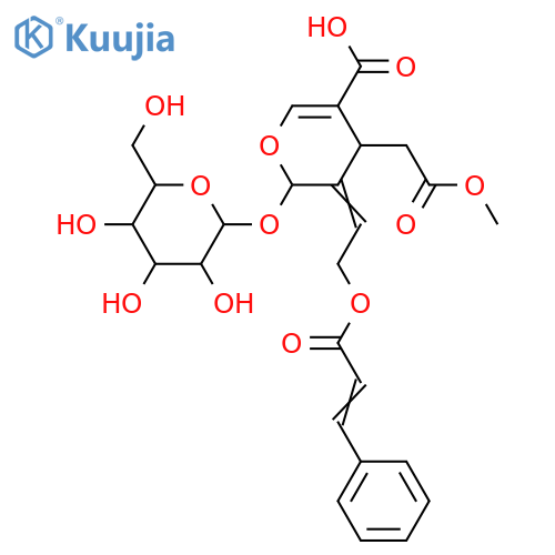 2H-Pyran-4-acetic acid,5-carboxy-2-(b-D-glucopyranosyloxy)-3,4-dihydro-3-[2-[[(2Z)-1-oxo-3-phenyl-2-propenyl]oxy]ethylidene]-,a-methyl ester, (2S,3E,4S)- (9CI) structure