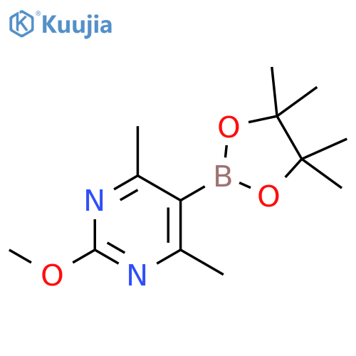 Pyrimidine, 2-methoxy-4,6-dimethyl-5-(4,4,5,5-tetramethyl-1,3,2-dioxaborolan-2-yl)- structure