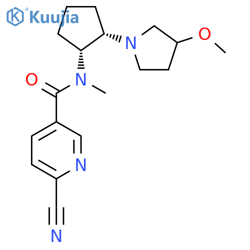 6-Cyano-N-[(1R,2S)-2-(3-methoxypyrrolidin-1-yl)cyclopentyl]-N-methylpyridine-3-carboxamide structure
