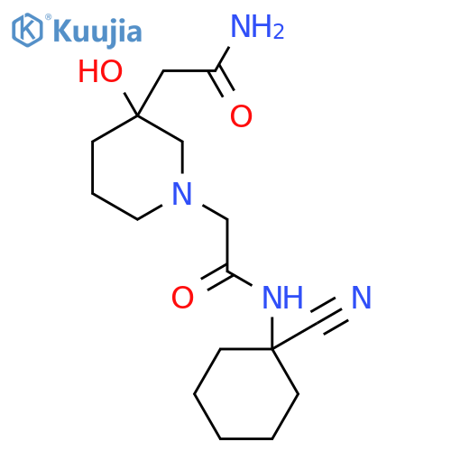 2-[3-(carbamoylmethyl)-3-hydroxypiperidin-1-yl]-N-(1-cyanocyclohexyl)acetamide structure