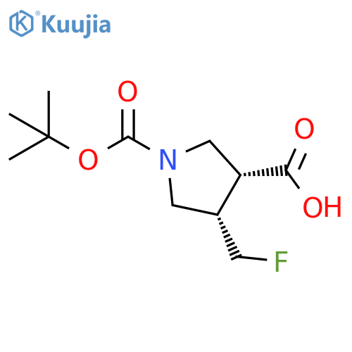 (3R,4S)-1-tert-butoxycarbonyl-4-(fluoromethyl)pyrrolidine-3-carboxylic acid structure
